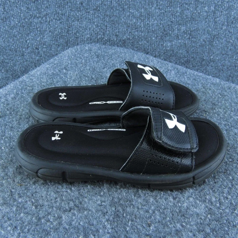 Under Armour Boys Slide Shoes Black Synthetic Slip‎ On Size T 11 Medium